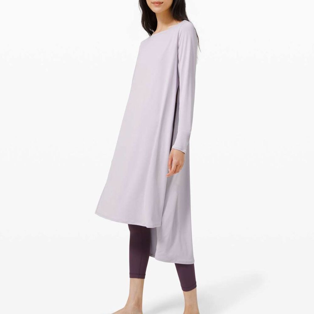 Lululemon Midi Dress seek softness high slit long sleeve womens Purple (size 6)